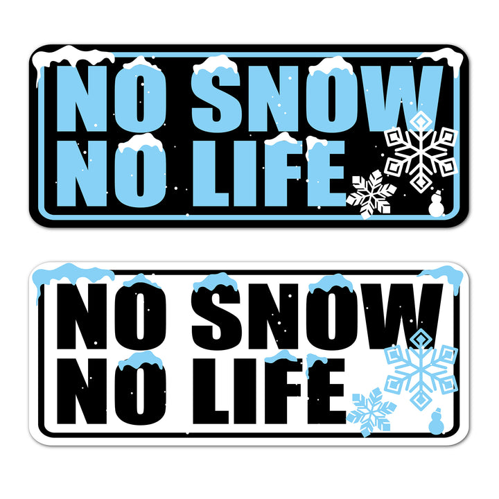 雪の結晶と雪だるまのアイコンが可愛い、NO SNOW NO LIFE ステッカーの2色セット